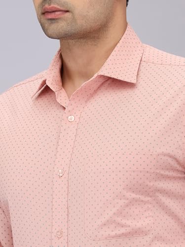 Image of Raymond Men Cotton Slim Fit Print Pattern Semi Cut Away Collar Formal Shirt