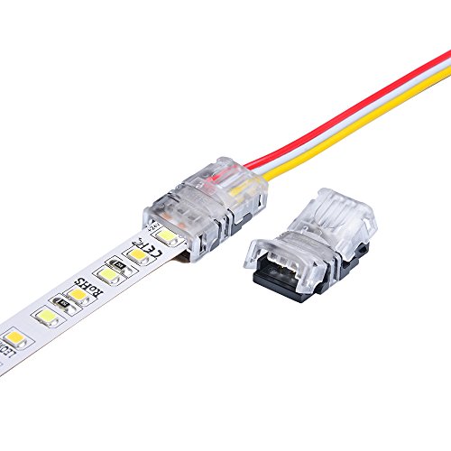 Nicelux Cct Tunable Led Strip Connector 10Mm 3 Pin (5Pcs) With 9.8 Feet 20 Awg Led Extension Wire, Diy Both Strip To Power And Board To Board Jumper, Non-Waterproof #TOP4