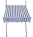HORI Klemm-Seitenmarkise ohne Bohren Balkonmarkise Sonnenschutz Terrasse Außenrolle gelenkarm Garten ausziehbar | 200 x 120 cm | blau/weiß