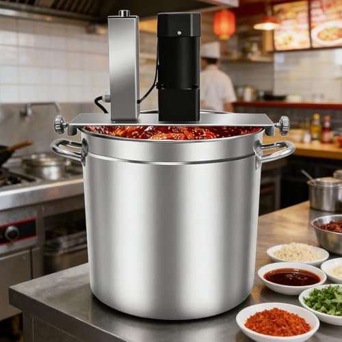 RETRIN Olla Caliente Mezcladora Automática, Acero Inoxidable, Raspador de 4 Cuchillas, Velocidad Regulable, Máquina para Freír Salsas y Condimentos para Restaurantes, Hoteles y Fábricas 40L