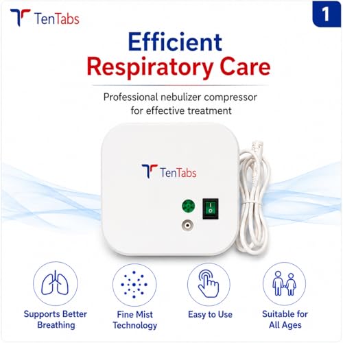 Image of TenTabs Nebulizer Machine for Adults & Kids | Ultra Compact & Low Noise Compressor Nebulizer with Adult & Child Masks
