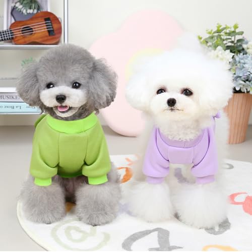Image of Purple Cute Dog Sweater Soft Winter Clothes for Small Dogs, XL | Classic Purple Knit Pullover, Fall Winter Outfit, Elastic Cuffs, Holiday Party Matching, Machine Washable Sweatshirt for Pets