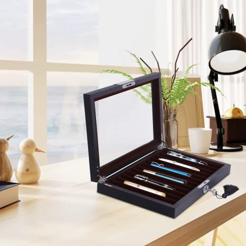 Wood Pen Display Box Luxury Fountain Pen Collector 12 Slot Pen Storage Organizer Case With A Key (1 Layer) #TOP6