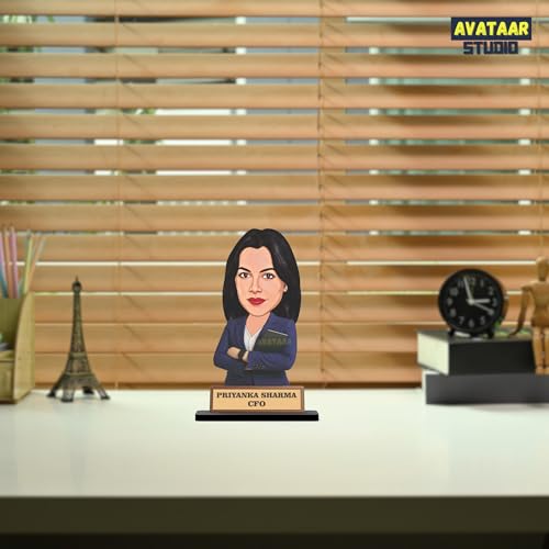 Image of Personalized Workaholic Girl Caricature Gift Custom Office Desk Avatar Birthday Gift for Wife Girlfriend Sister Friend Unique Corporate Gift for Women (Corporate Lady, 7 Inches)