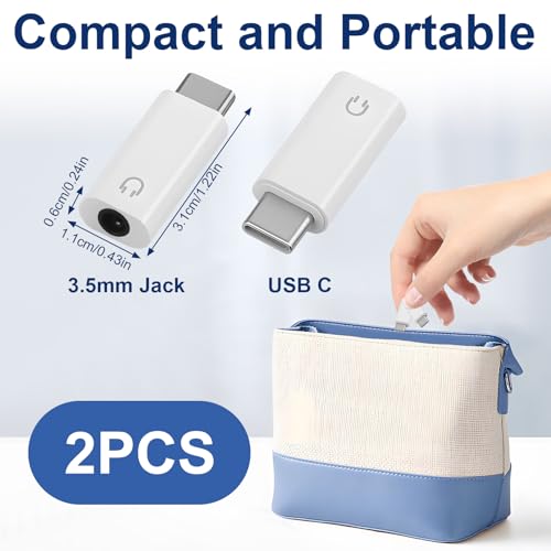 Image of USB C to 3.5 mm Jack Adapter, USB C Headphone Adapter, Hi-Fi Audio Pack of 2
