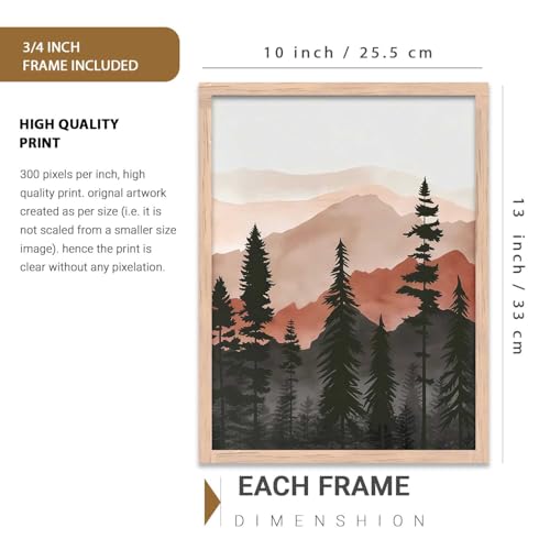 Image of kotart Mountain View Framed Painting | Big Aesthetic Nature Inspired Framed Paintings for Living Room Bedroom Wall Decor Set Of 3 (10X13 inch)