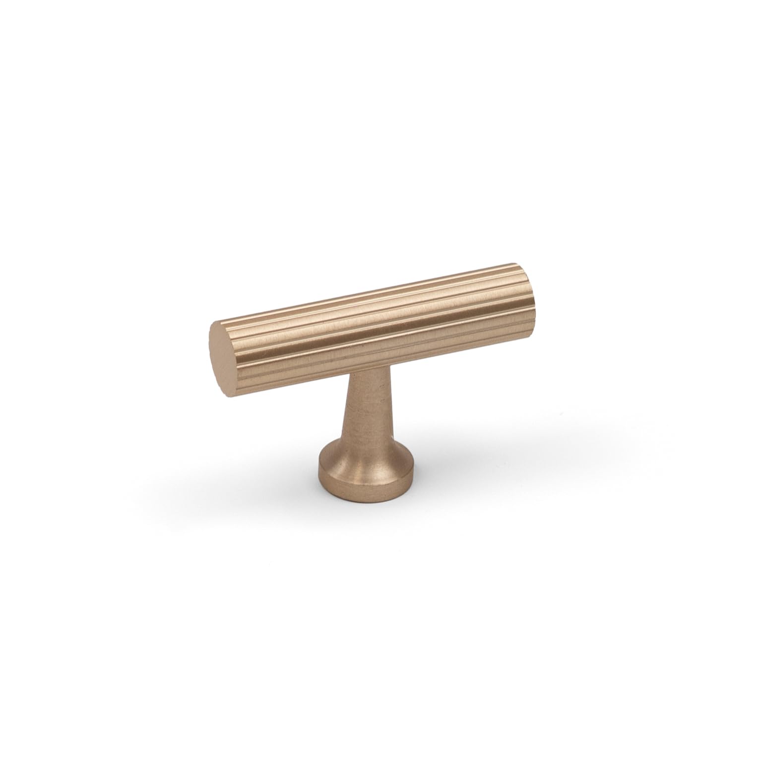 Light Brushed Brass Reeded Detail T-Bar Handles & Coordinating Knobs