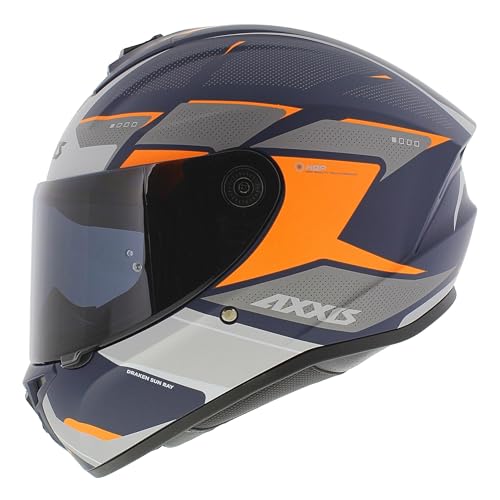 Axxis Dragon S casco Sunray mate azul gris naranja - claro + visera oscura (M)