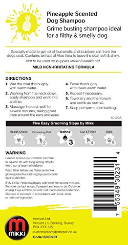 Mikki Seriously Dirty Dog Shampoo, Low Foaming Formula, Easy Rinse, with Aloe Vera, 250 ml, Tropical Pineapple Fragrance - Image 4