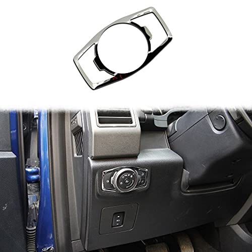 Justautotrim Chrome Inner Headlight & Fog Switch Panel Cover Trim for 2015-2020 Ford F150 - Push Button Actuator - Manual Operation - Chrome Color