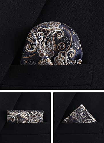 Image of Paisley Floral Mens Tie Formal Necktie Pocket Squares Ties Clips Cufflinks Classic for Men Set