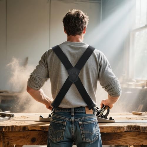 WELKINLAND UltraLight Grip Suspenders, 2-Inch Wide Elastic Suspenders for Pants, Mens Suspender for Jeans, Mens Suspender with Hooks for Belt Loop - Image 3