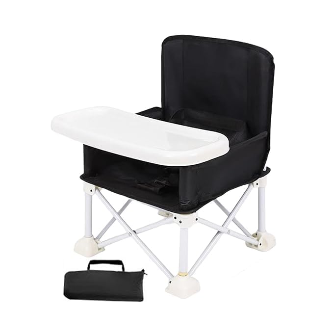 Shrevi Portable Compact Baby Seat with Storage Bag - Safety Straps Baby Booster Seat with Removable Dining Tray – Foldable Travel High Chair for Indoor & Outdoor Use