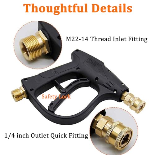 High Pressure Power Washer Gun Kit Pressure Washer Spray Gun with 5 Nozzle Tips M22-14mm/15mm Fitting and 3/8" Quick Connector with 1/4" Quick Connector for Power Washer by HOMINSPO - Image 4