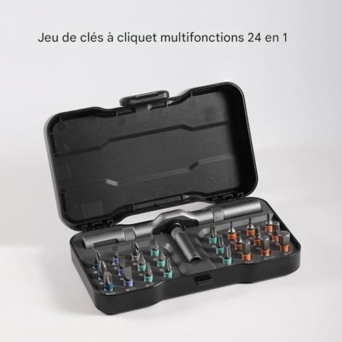 Clé à cliquet portable 24 en 1 pour réparer vos objets fragiles sans les abîmer
