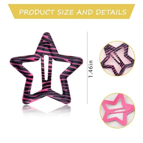 Pinzas para el cabello en forma de estrella con estampado cebra para mujeres y niñas, 8 unidades, antideslizantes, estilo Y2K miniatura 4