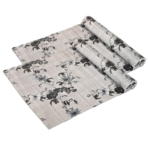 Image of Kuber Industries PVC Pack of 2 Waterproof & Durable 5 Meters Kitchen Mats for Shelf Liner Roll | Wipeable Fridge Sheets for Shelves Cabinet Drawer | Flower Print Blue - Grey