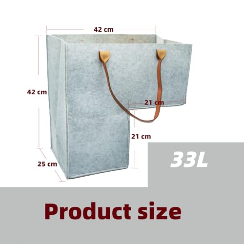 Kybelehoo Treppenkorb Stufenkorb Filz,Große L-Förmig Treppenkörbe Organizer Faltbar mit Griffen,Treppentasche Tragekorb für Wäsche,Spielzeug,Bücher,Socken,Haushaltsgegenstände-1 Stück Grau