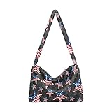 Schultertasche mit USA-Flagge, Sterne, für Damen, pelzige Umhängetasche, Hobo-Handtasche, Geldbörsen für Teenager, Mädchen, Universität, USA Flagge Sterne, Einheitsgröße