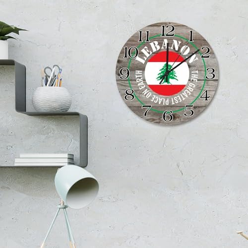 Horloge murale drapeau Liban pendule vintage 38 cm déco murale à piles