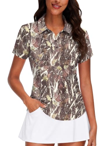 Image of TFSDOD Womens Golf Polo Shirts Collared Short Sleeve T Shirt Lightweight Moisture Wicking Polo Casual 3 Buttons Outfits