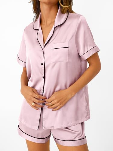 Image of LILLUSORY 4Pcs Women Silk Pajama Set Summer 2025 Satin Pjs 2 Piece Suit Lounge Scrunchies Lady Sleepwear Matching Clothing