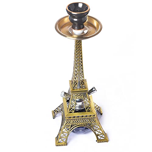 YYMMHH Eiffelturm-Wasserpfeife, Doppelrohr-Wasserpfeife, Shisha, arabische Wasserpfeife, für Brakah Shisha Stickhah… – Bild 3