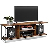 WLIVE TV Schrank Lowboard für Fernseher bis zu 65 Zoll, Fernsehschrank TV Board mit Offenen Stauraum, 140 x 40 x 49 cm, Fernsehtisch für Wohnzimmer und Schlafzimmer (Vintage Braun, 160 x 40 x 51 cm)
