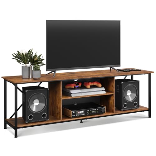 WLIVE TV Schrank Lowboard für Fernseher bis zu 65 Zoll, Fernsehschrank TV Board mit Offenen Stauraum, 140 x 40 x 49 cm, Fernsehtisch für Wohnzimmer und Schlafzimmer (Vintage Braun, 160 x 40 x 51 cm)