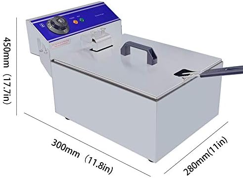 TAIMIKO Electric Deep Fryer Commercial Stainless Steel Tank With Lid Easy Clean Home and Commercial Use Countertop Kitchen Fat Fryer Frying Machine for French Fries UK plug (Single Tank,6L)