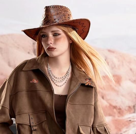 Image of Cowboy Cowgirl Boots Hat Lucky Enamel Pin Brooch for Women Girls Boys 2 Pcs Brown Western Cute Novelty Lapel Pins Star Letter Brooches Travel Adventure Badge Backpack Jewelry Decoration