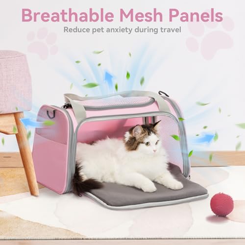 Image of Petsfit Cat Carrier Airline Approved, 17.5x10.5x10.5 in, Pink