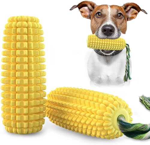 PunkyKom Dog Chew Toys Squeak NonSqueak,Toothbrush Cleaning Teeth,Interactive Relieve Boredom Corn Toys,Puppy Aggressive Chewer and Other Medium,Large Dog