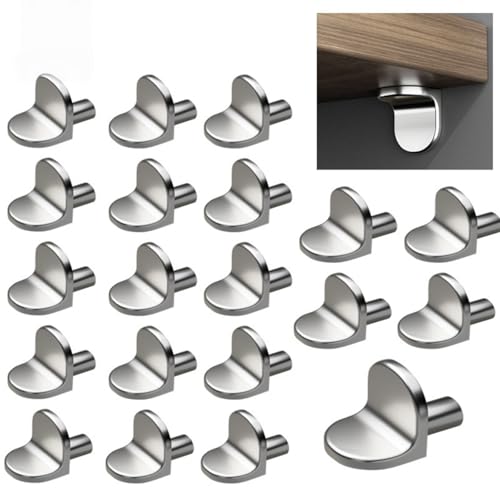 Alfven Clavijas de Soporte de Estante, 50 unidades 5 mm forma en L, soporte para estante de estantería Soporte de Baldas paramuebles, estanterías, armarios(plata)
