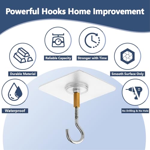 OYIWINMI 8 Stück Deckenhaken zum Aufhängen von Pflanzen, Deckenhaken Selbstklebend Ohne Bohren, Klebehaken Decke PVC Transparent mit Pflanzenhaken aus Edelstahl