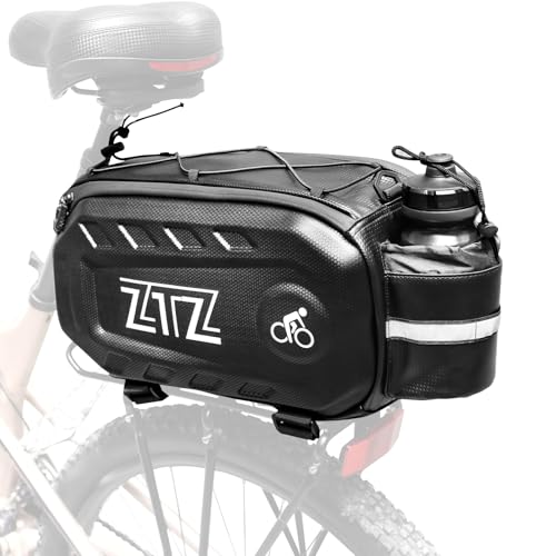 ZTZ Bike Rack Bag, Bike Rear Seat Cargo Bag, Bicycle Rear Rack Storage Luggage, Hard Shell Waterproof Comes with shoulder straps， Suitable for commuters and outdoor travel (13L), BLACK, JL001