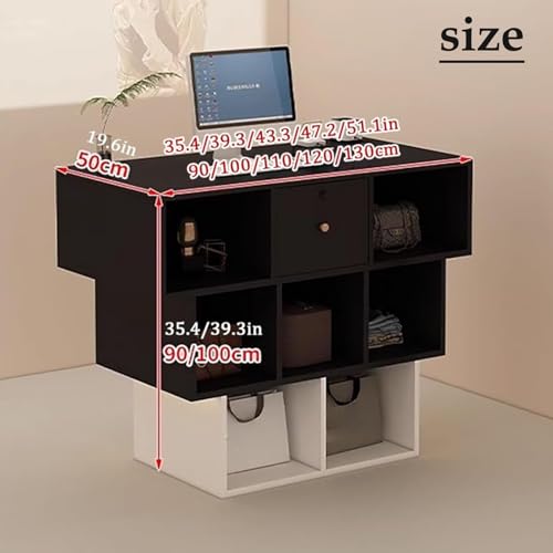 Moderno banco di ricezione con gestione dei cavi, elegante tavolo per la cassa per saloni e negozi, design aperto di archiviazione, soluzione perfetta per le aziende