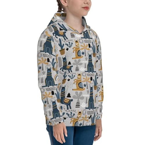 Llama and Cactus1 Kid Hoodies Boys Sweatshirts Girls Pullover with Pocket 7