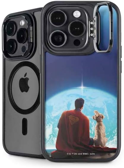 Skinit Kickstand Phone Case Compatible with iPhone 16 Pro Max - Officially Licensed DC Comics Superman Logo Background Pattern Design