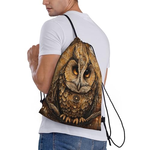 Owl Beliefs print Drawstring Bag Sack Gym Bag Ditty Bag for Gym Traveling, Hiking, Yoga, Shopping for Adult3