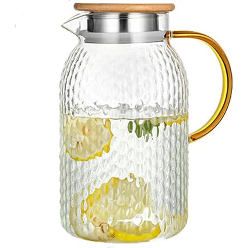 耐熱ガラス水筒大容量 直火・冷蔵対応 水出し機能 家庭・会社・会議用 おしゃれデザイン お手入れ簡単 麦茶・コーヒー・ジュース用 (1.25L)