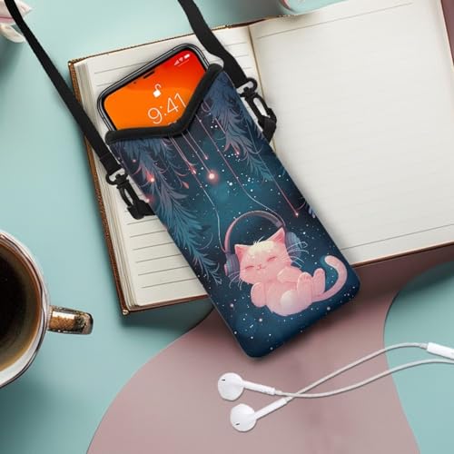 Women Men Cell Phone Crossbody Bag Protective Phone Bag Portable Shockproof Neoprene Phone Pouch, 4 X 8 Inch2