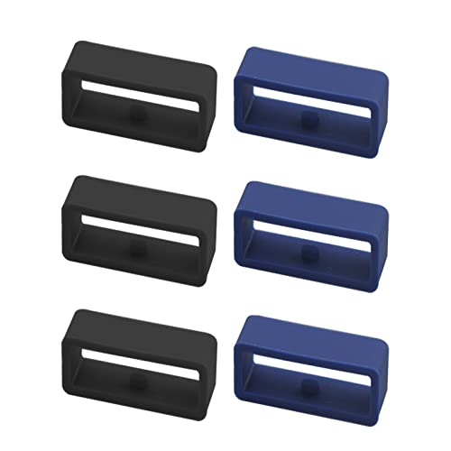 Lot de 6 boucles de montre en silicone - Diamètre : 22 mm - Anneaux de rechange interchangeables - Compatible avec les bracelets unisexes (noir/bleu) Cover