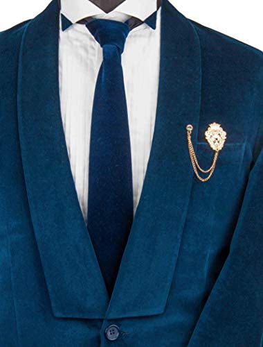 Knighthood Vintage Men Golden Crowned Lion King With Stone Hanging Chain Brooch Pins Lapel Pin, Suit Coat for Women Accessories4