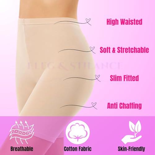 Image of ELEG & STILANCE Shorts for Women Stretchable Cycling Skin Fit Tights for Women Gym Shorts for Women Running Tights for Dresses Yoga