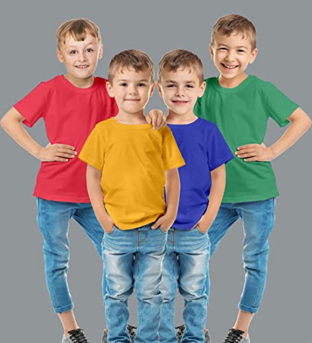 Image of Hangout Hub HH87 Tshirt for Boy's | Regular Fit | Super Combed Cotton Kids T-Shirt | Solid Plain Tees | Round Neck T Shirt | Half Sleeves |Pack of 2 | 3 | 4 | 5 |6