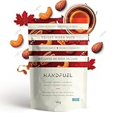 Handfuel Canadian Maple Deluxe Mixed Nuts, Blend of Cashews, Almonds and Pecans, 4g of Protein, Hand Roasted Plant Based Flavoured Nuts, Gluten Free - 120 Grams