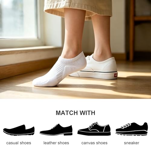 Amutost No Show Socks Womens Athletic Cushion Ankle Footies Low Cut 5-6 Pairs