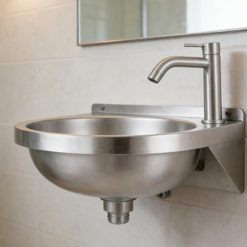 Lavabo de lavado a mano compacto y suspendido para baño, cocina y hostelería 5