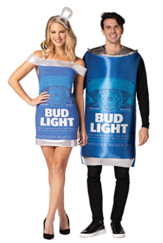 Costume d'Halloween robe tunique bleu Bud Light Can taille M-L adulte